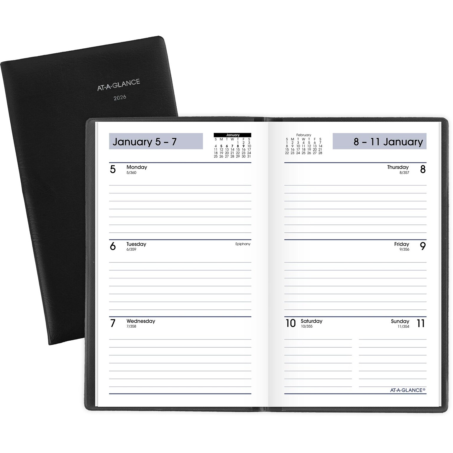 2026 AT-A-GLANCE DayMinder 3.5 x 6 Weekly Planner, Poly Cover, Black (SK48-00-26)