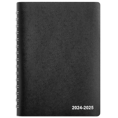 2024-2025 Staples 5 x 8 Academic Daily Appointment Book, Faux Leather Cover, Black (ST60364-23)