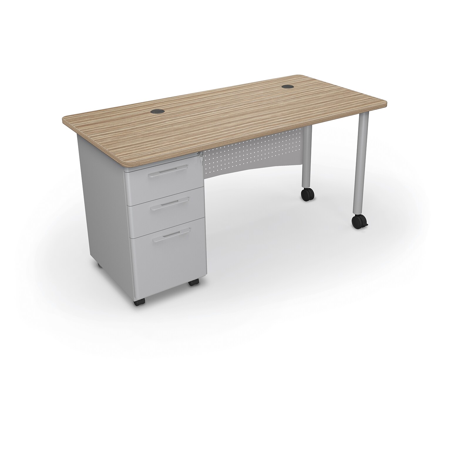 MooreCo 60W Avid Modular Single Pedestal Instructor Desk, Buka Bark (91774-7982-7982)