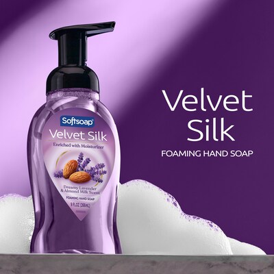 Softsoap Velvet Silk Foaming Liquid Hand Soap, Dreamy Lavender & Almond Milk Scent, 9 Oz., 6/Carton (61052503CT)