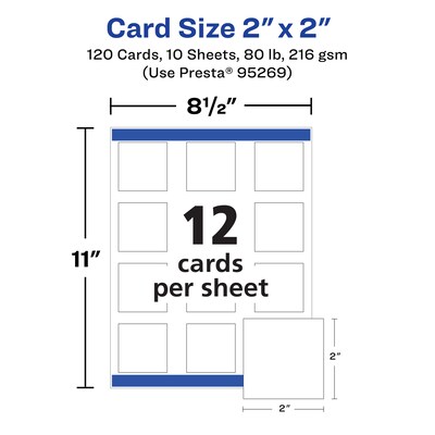 Avery Integrated Cards, 2" x 2", Matte White, 120/Pack (95269)