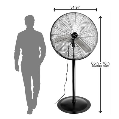 Vie Air 30" Industrial Oscillating Pedestal Fan, 3-Speed, Black (938120624M)