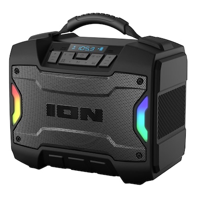 ION Tailgater TD Wireless Bluetooth Portable Speaker with TWS, Lights & FM/USB/Aux, Water Resistant, Black (TAILGATERTDXUS)