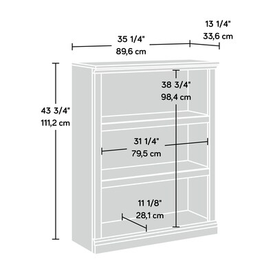 Sauder Select 44"H 3-Shelf Bookcase, Mystic Oak (426426)