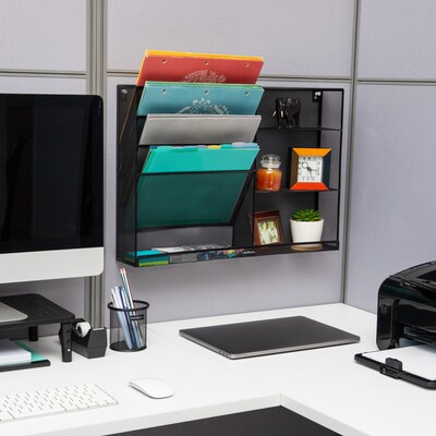 Mind Reader 8-Compartment Stackable Metal Desk Organizer, Black (MAGSHELF-BLK)