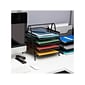 Mind Reader 4-Tier Stackable Paper Desk Tray Organizer, Metal, Black, 2/Pack (4TPAP2PK-BLK)