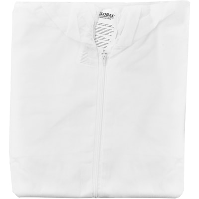 Global Industrial Disposable Polypropylene Coverall, Elastic Hood & Boots, WHT, XL, 25/Case (708187XL)