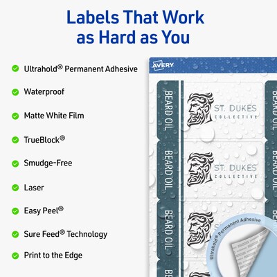 Avery Rectangle Laser Multipurpose Labels, 2 x 3.75, White, 200/Pack (19479399301)