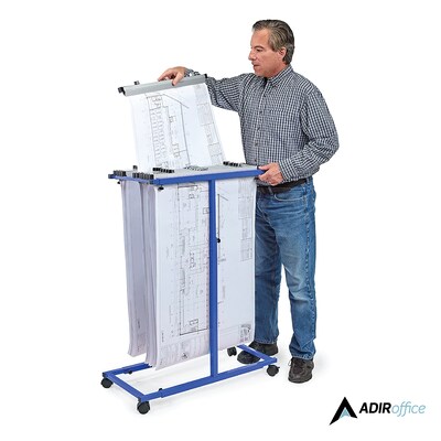 AdirOffice Steel Rolling Stand Plan Center, Blue (614-BLU)