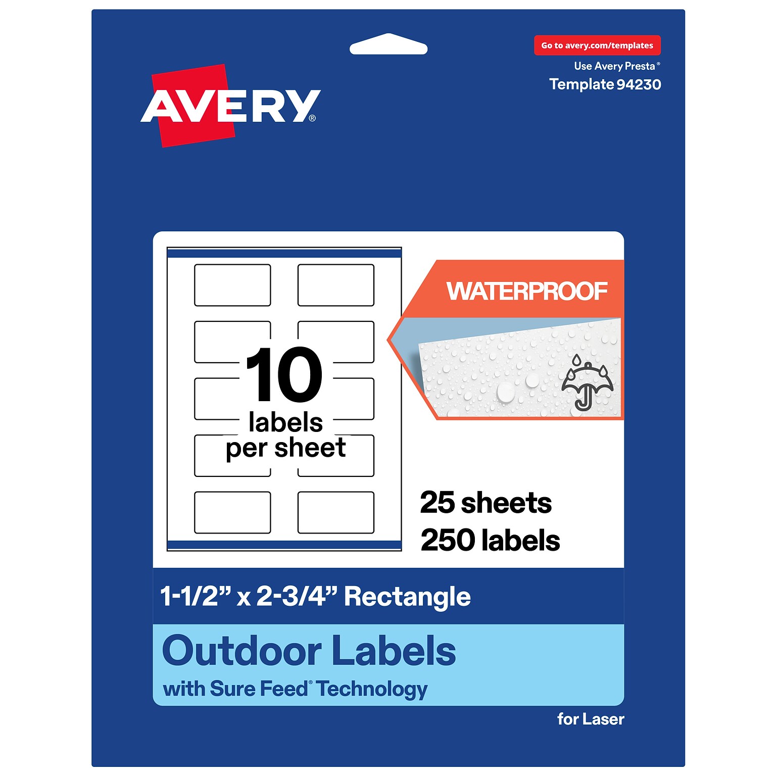 Avery Rectangle Laser Multipurpose Labels, 1.5 x 2.75, White, 250/Pack (19479399273)