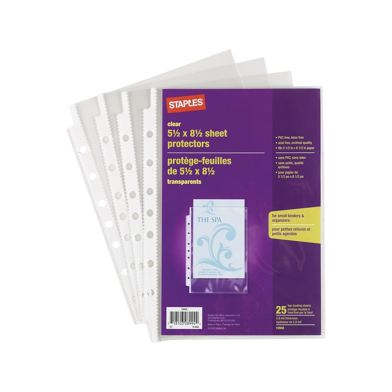 Staples 5-1/2 x 8-1/2 Sheet Protectors – Clear Page Protectors for Binders, 25-Pack