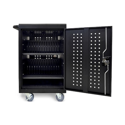 Luxor Lockable 30-Unit Laptop Storage Cabinet, Black Steel (LLTM30-B)