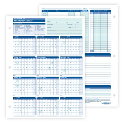 ComplyRight 2023-2024 Fiscal Attendance Calendar, 50/Pack (A42005015)