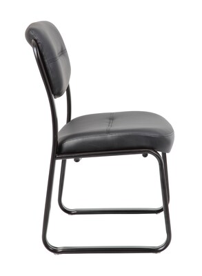 Boss Armless Leather Sled Base Side Chair, Black (B9539)