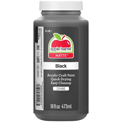 Apple Barrel Acrylic Paint Matte, 16oz., Black, 3/Pack(APP21148E-3)