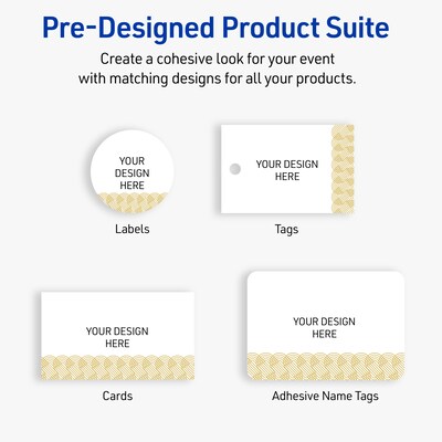 Avery Gold Lace Business Cards, 2" x 3.5", Matte White, 80/Pack (19479399626)