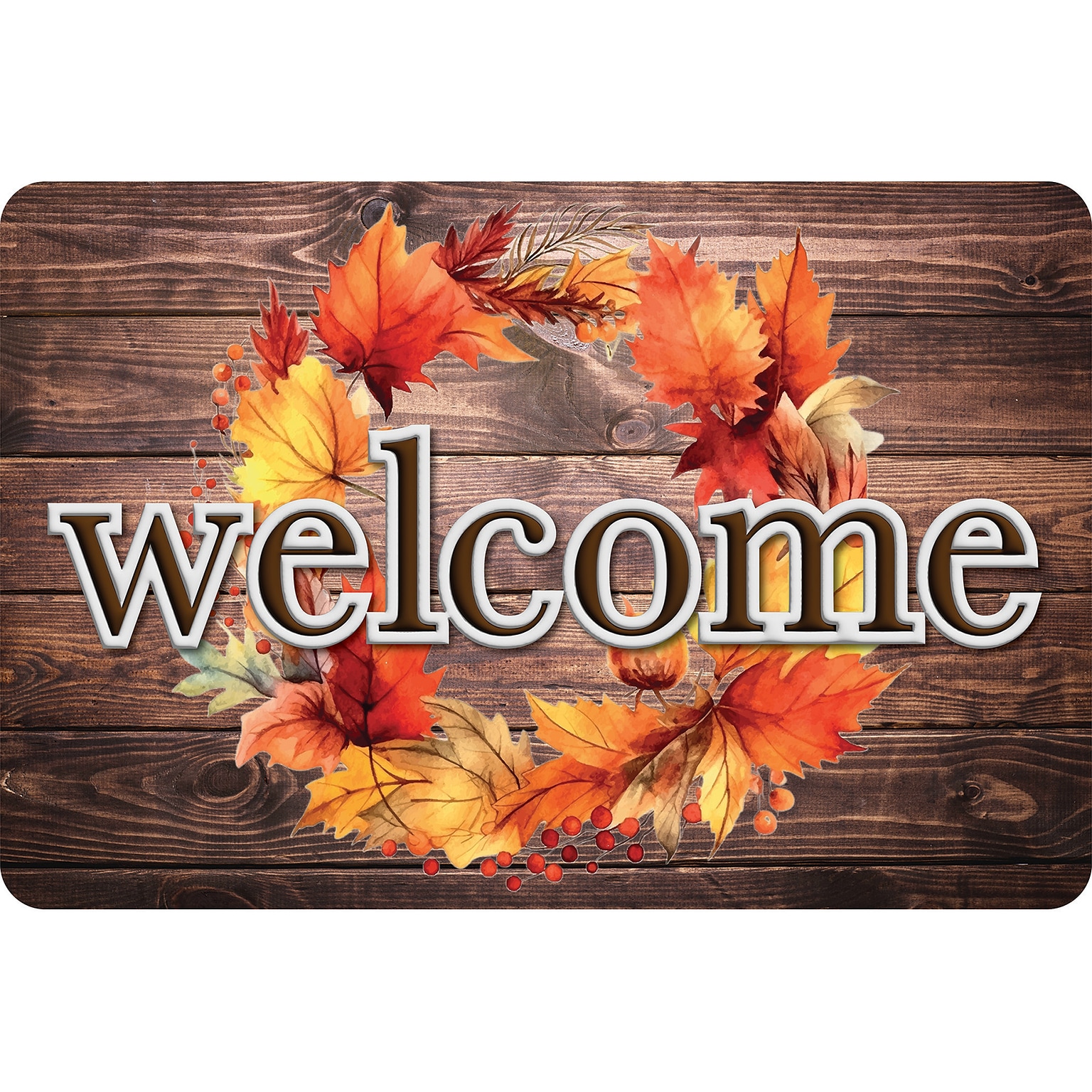 Ashley Productions The Original Fun Mat, Welcome Mat, 15.5 x 23.5, Fall Wreath Welcome (ASH91566)