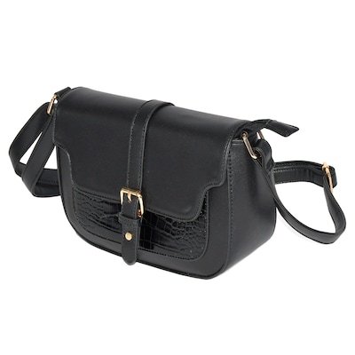 Nicci Cross-Body Bag with Buckle, Black (CBM2304450-BLK)