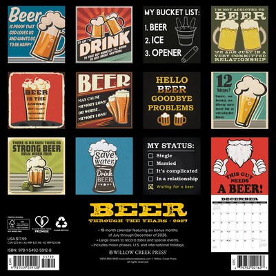 2027 Willow Creek Beer - Through the Years 12 x 12 Monthly Wall Calendar, Assorted Colors (59128)