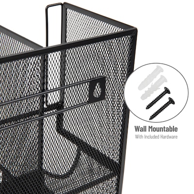 Mind Reader 6 Compartment Metal Coffee Cup and Condiment Organizer, Black (UPMESH-BLK)
