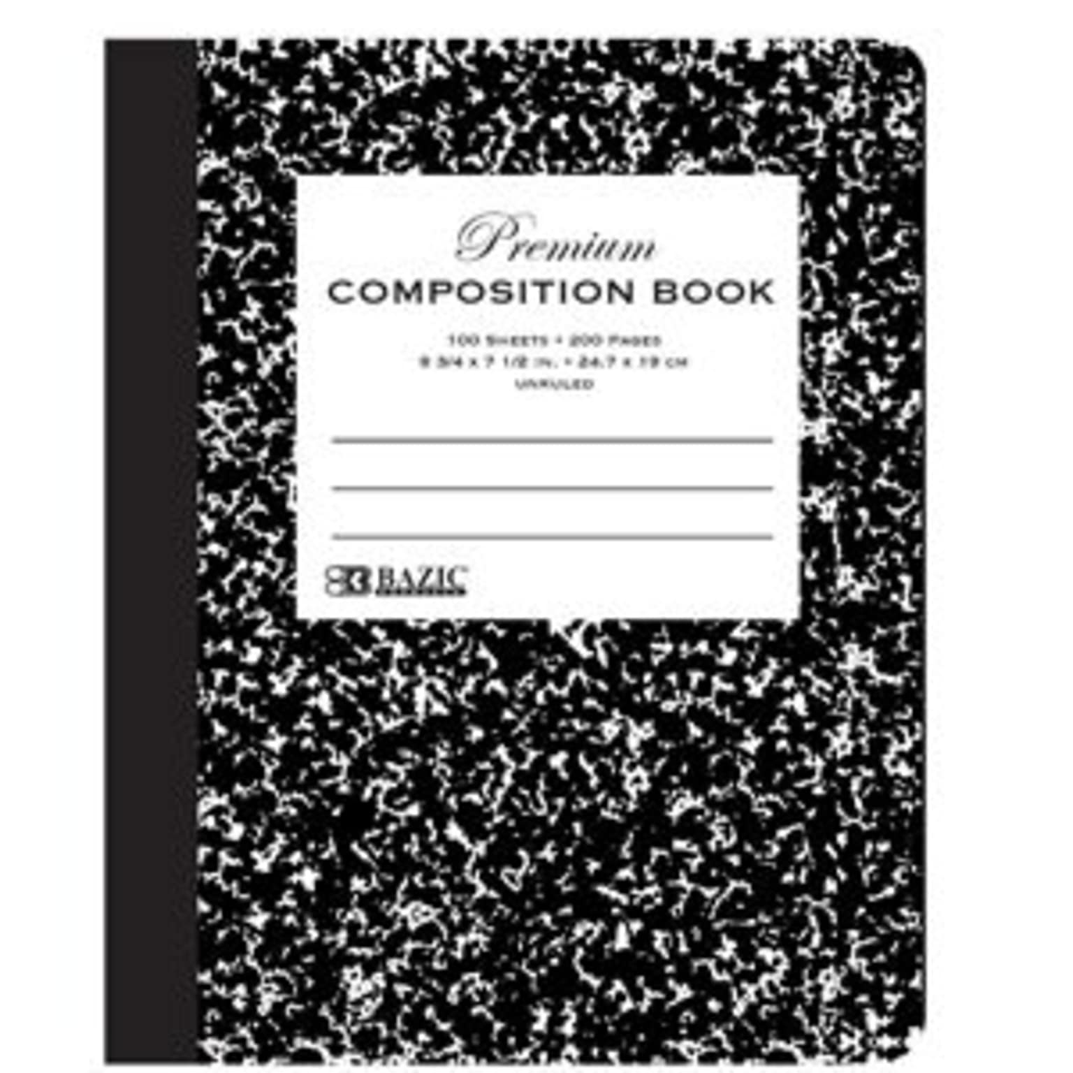 Bazic Composition Notebooks, 100 Sheets, Black (BAZ5051)