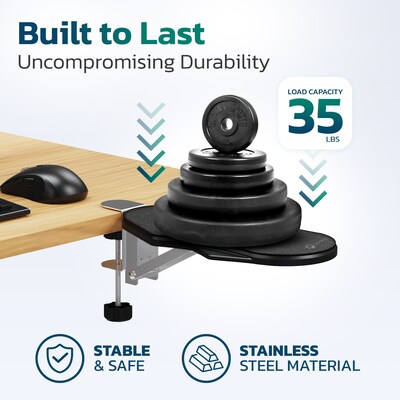 Purely E5720 Ergonomic Arm/Elbow Support Rest for Desk, Computer Desk Arm Extender, Black (PARE5720)