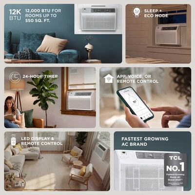 TCL 115-Volt 12000 BTU Window Air Conditioner with Remote, WiFi Enabled, White (H12W35W)