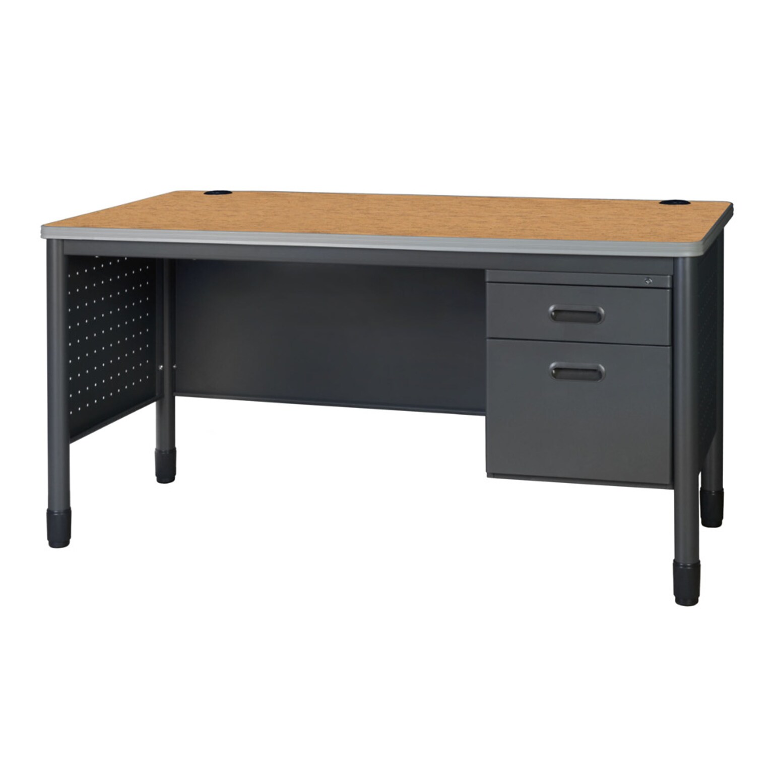 Regency Mesa Steel Single Pedestal Teachers Office Desk, 60 x 30, Medium Oak (66366SPMO)