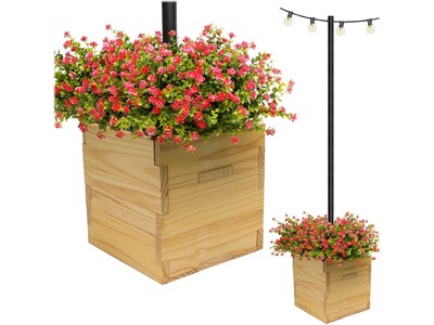 Excello Global Products Extra-Large Planter with Pole Support, Natural Wood (EGP-HD-0478-OS)