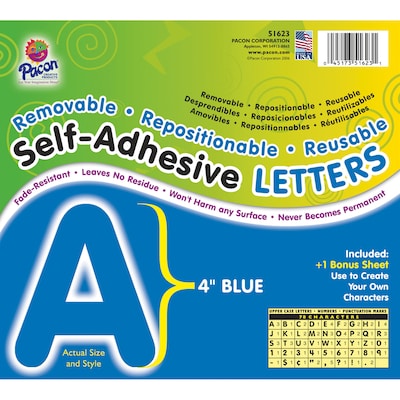 Pacon 4 Self-Adhesive Puffy Font Letters, Blue, 78 Characters/Pack, 2 Packs/Bundle (PAC51623-2)