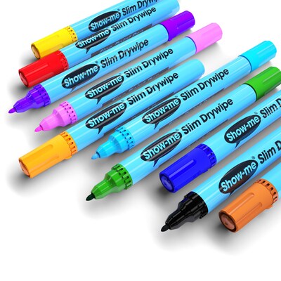 Show-me Slim Barrel Dry Erase Markers, Fine Tip, Assorted Colors, 10/Pack (EPTFPSDP10A)