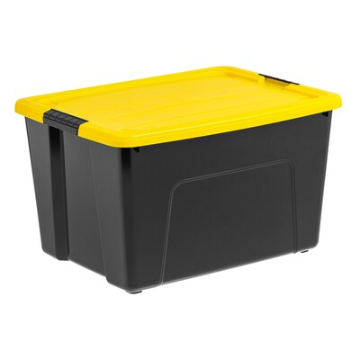 Iris 60 Quart Storage Container with Lid, Plastic, Yellow, 6/Pack (500277)