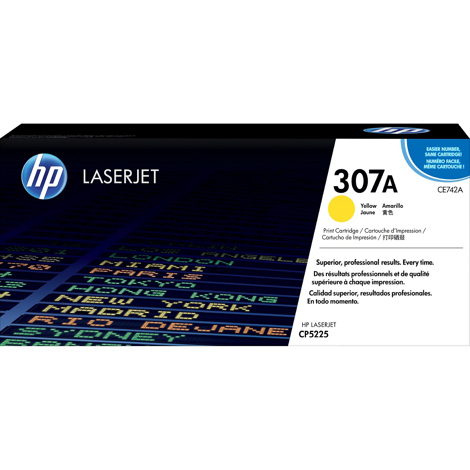 HP 307A Yellow Standard Yield Toner Cartridge, Prints Up to 7,300 Pages (ce742a)
