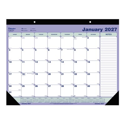 2027 Blueline Classic 21.25 x 16 Monthly Desk Pad Calendar, Blue/White (C181731-27)