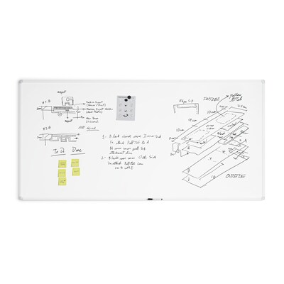 U Brands Magnetic Porcelain Dry-Erase Whiteboard, Aluminum Frame, 8' x 4' (4902U00-01)