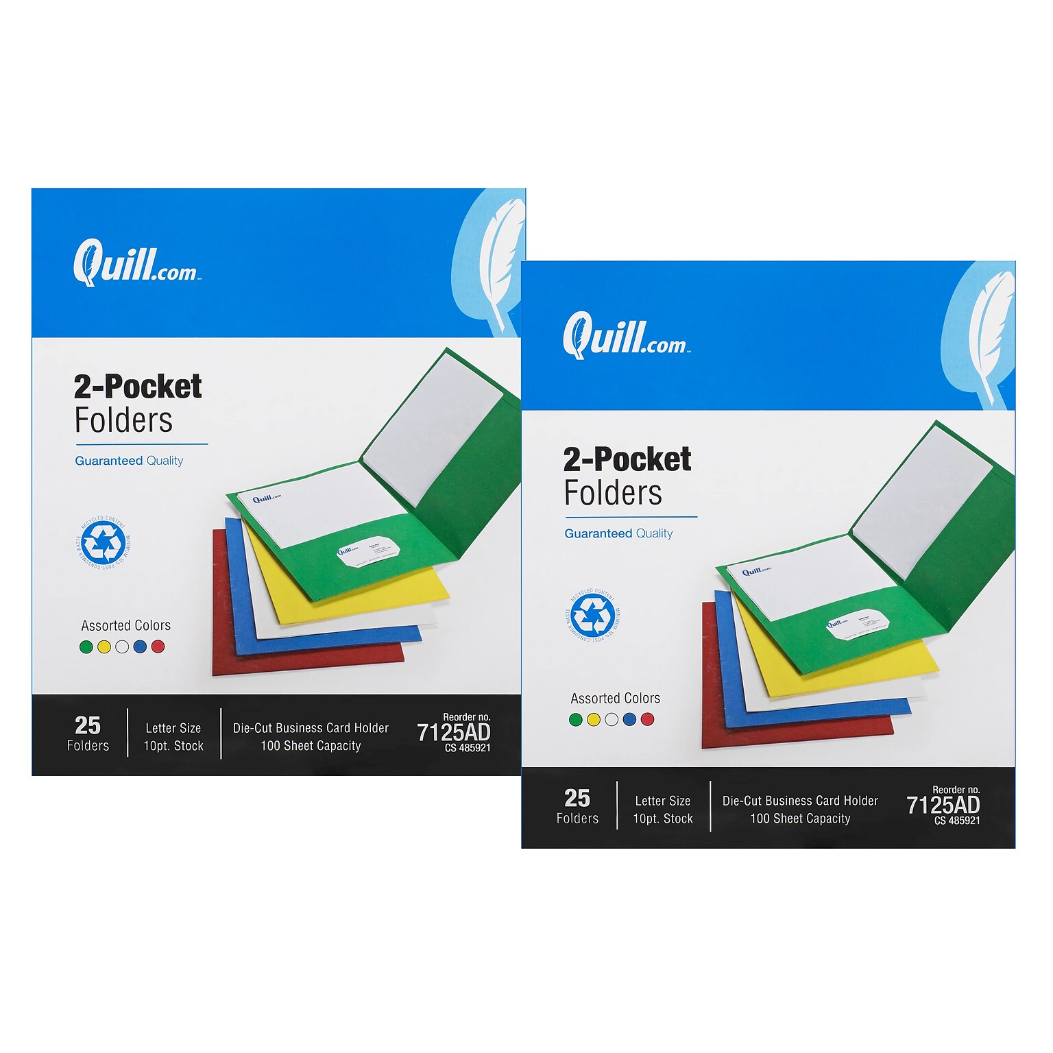 Quill Brand® 2-Pocket Folders, Assorted, 50/Box