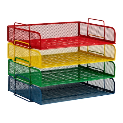 Mind Reader Metal Side Loading Stackable Letter Tray, Multi Colored (DSTACK4-ASST)