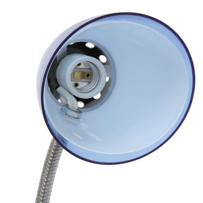 Creekwood Home Sleek Essentials 19.5" Basic Swivel Desk Lamp with Charging Outlet and Storage, Clear Blue (CWD-1003-CB)