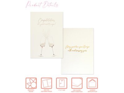 Better Office Wedding Card with Envelope, 7" x 5", Ivory/Gold (64635-1PK)