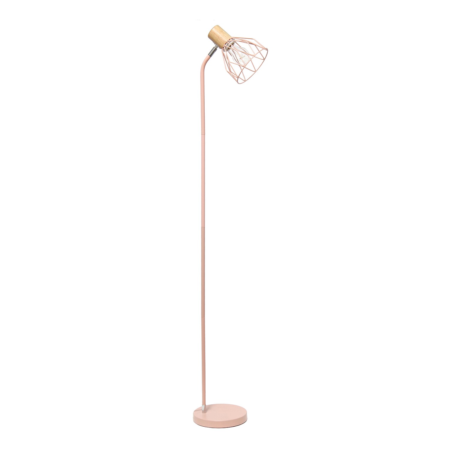 Simple Designs Farmhouse Fusion 55.91 Iron Floor Lamp with Round Shade, Light Pink (LF2019-LPK)