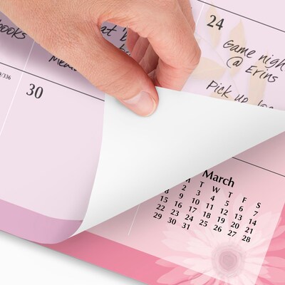 2026 AT-A-GLANCE Paper Flowers 21.75" x 17" Monthly Desk Pad Calendar, Pink/Brown (5035-26)