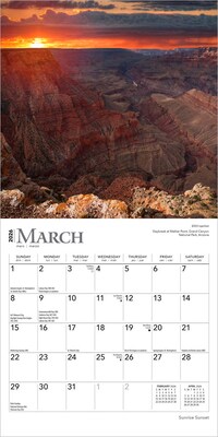 2026 BrownTrout Sunrise Sunset 7" x 7" Monthly Wall Calendar (9798330705702)