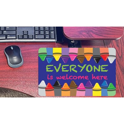 Ashley Smart Poly Computer Mouse Pad, 8" x 10", Everyone is Welcome Here, Crayons, 6/Pack (ASH12502-6)