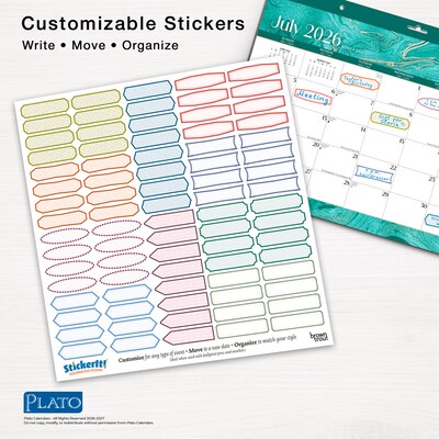 2026-2027 Plato Crackled Blush 14" x 10" Academic Monthly Desk Pad Calendar (9798330708123)