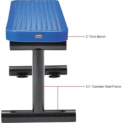 Global Industrial 4' Outdoor Steel Flat Bench, Expanded Metal, Blue (695741BL)