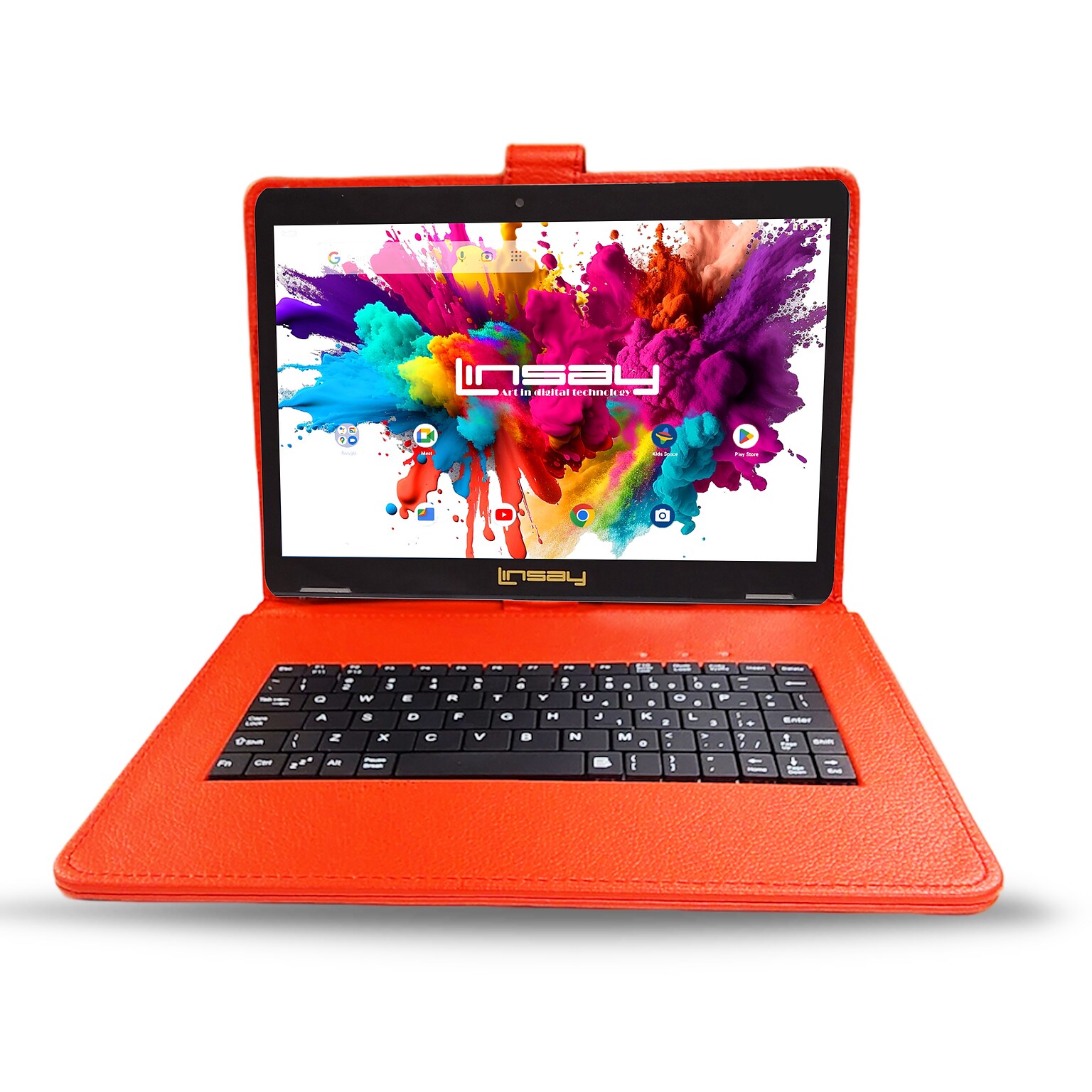 Linsay Octa Core 10.1 Tablet, 4GB RAM, 128GB Storage, Android 13, Bundled with Red Style Keyboard and Stylus Pen