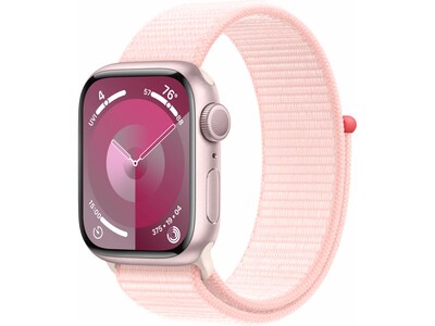 Apple Watch Series 9 (GPS) Smartwatch, 41mm, Pink Aluminum Case with Light Pink Sport Loop  (MR953LW