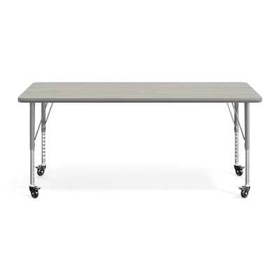 Flash Furniture Wren Rectangular Activity Table, 60" x 24", Height Adjustable, Light Gray Top/Silver Frame (XUA2460RECLGTPC)