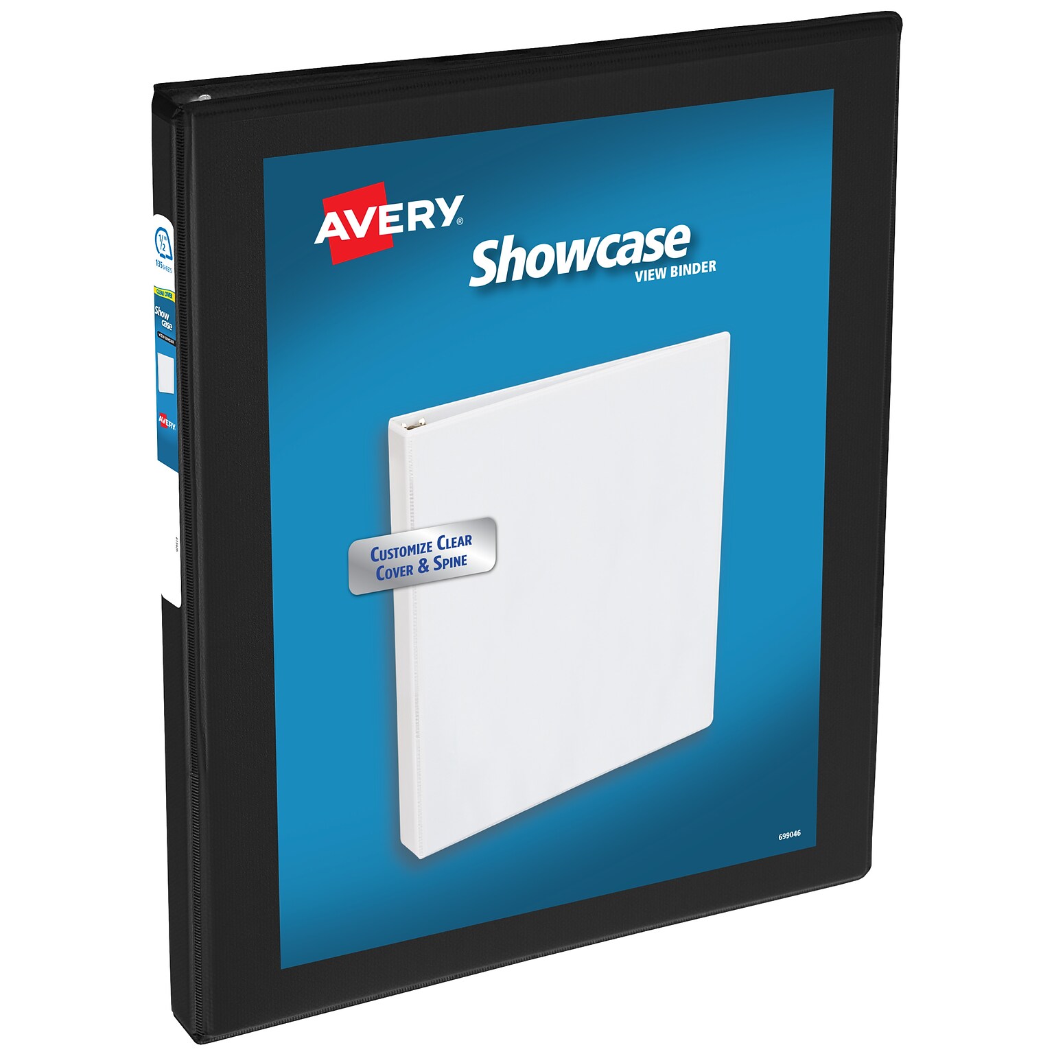 Avery Showcase 1/2 3-Ring View Binders, Slant Ring, Black (19550)