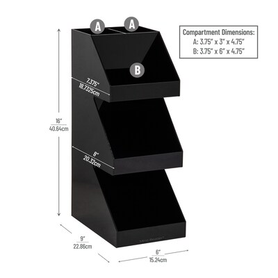 Mind Reader 5-Compartment Coffee, Tea, Utensil and Condiment Countertop Organizer, Black (3TCORG-BLK)
